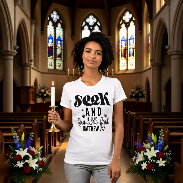 Sök och du skall finna Matteus 7:7 T-shirt (Skapare uppladdad)