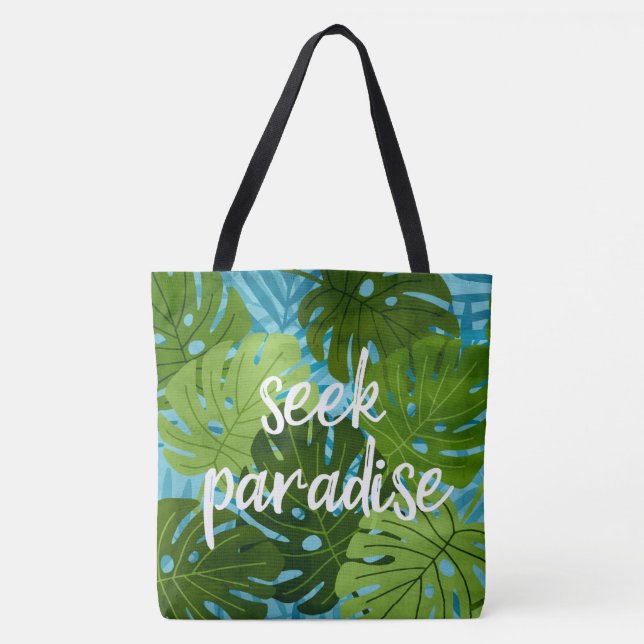 Sök paradiset Hawaiiansk Monstera-blad Tropisk Coo Tygkasse (Framsida)