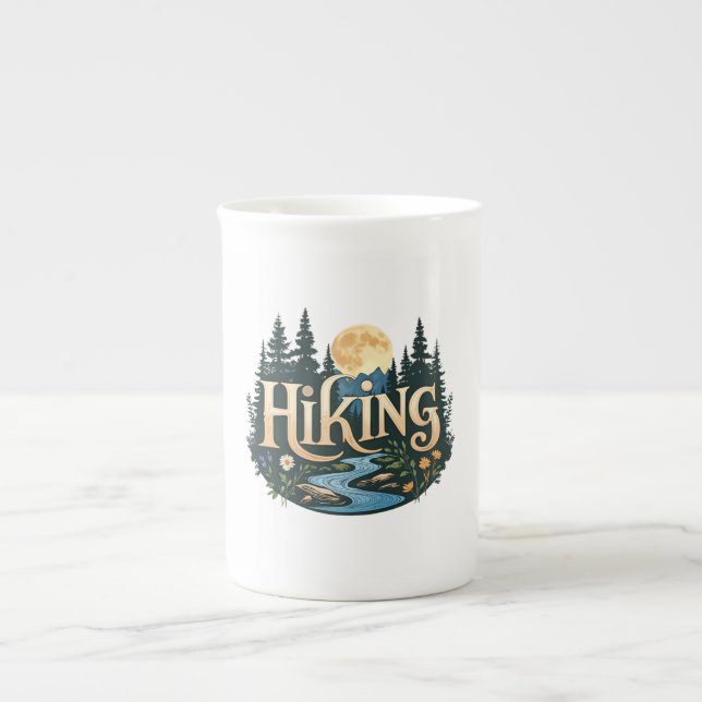 Söka efter Äventyr Vacation Camping Hiking Kärlek  Benporslin Mugg (Framsidan)