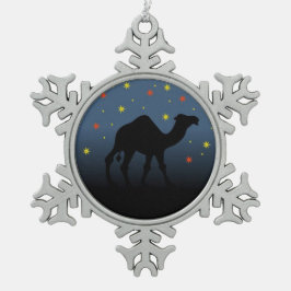 Söka efter en stjärna snöflinga pewter julgransprydnad