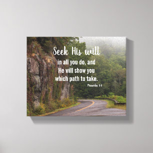 Söka efter hans Will Proverbs 3:6 Scenia Väg Canvastryck