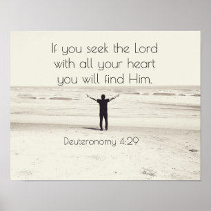 Söka efter Herren, Bible Verse Deuteronomy, Beach Poster