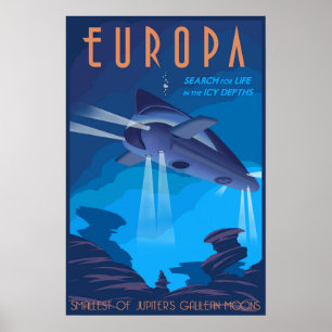Söka efter livet på Jupiters måne Europa Poster