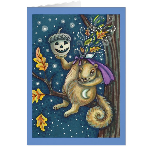 SÖKANDE AV SÖMNIG HULOW, FUNNY HALLOWEEN CARD OBS KORT (Framsidan)