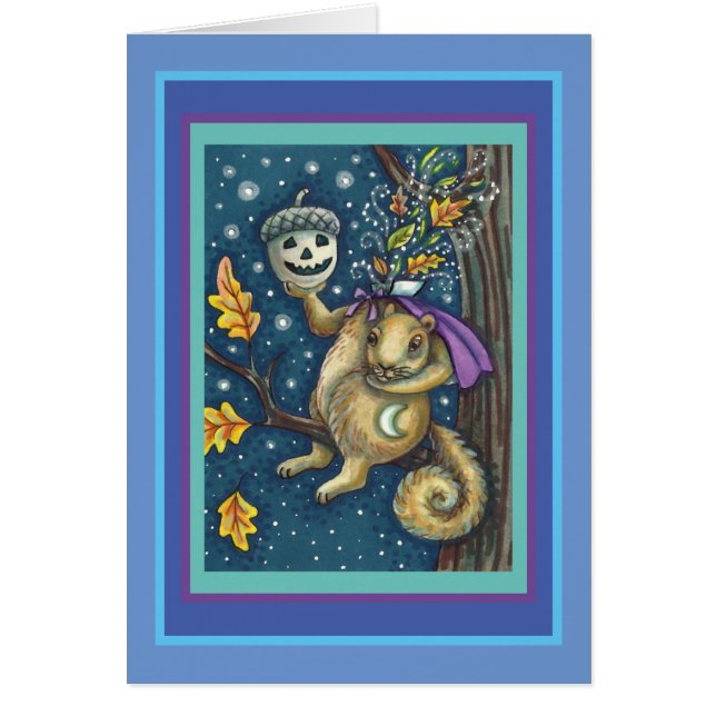 SÖKANDE AV SÖMNIG HULOW, FUNNY HALLOWEEN CARD OBS KORT (Framsidan)