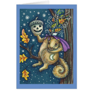SÖKANDE AV SÖMNIG HULOW, FUNNY HALLOWEEN CARD OBS KORT