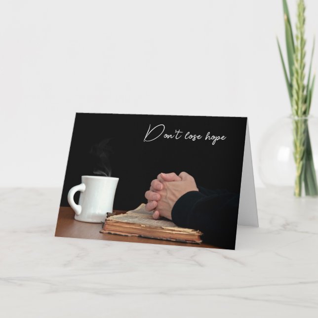 Sökande Händer på gammal bibel Kort (Framsida)