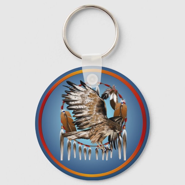 Sökande Hawk Dreamcatcher Keychain Nyckelring (Framsida)