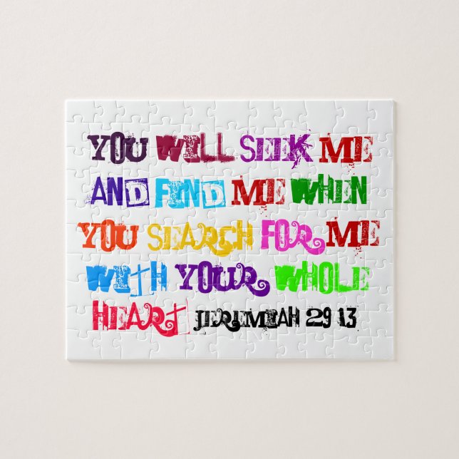 sökanden och finner mig bibelversepussel pussel (Horisontell)