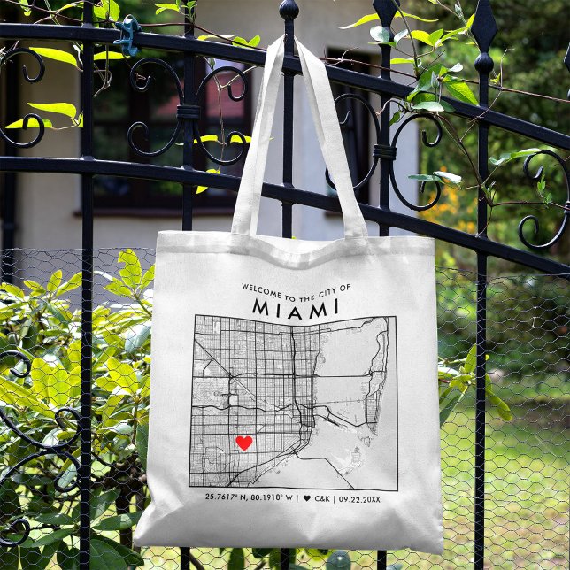 Sökare till Miami Kärlek | City Karta Bröllop Välk Tygkasse (The more complete visual of what your final tote Miami Map bag would look like in real life.)