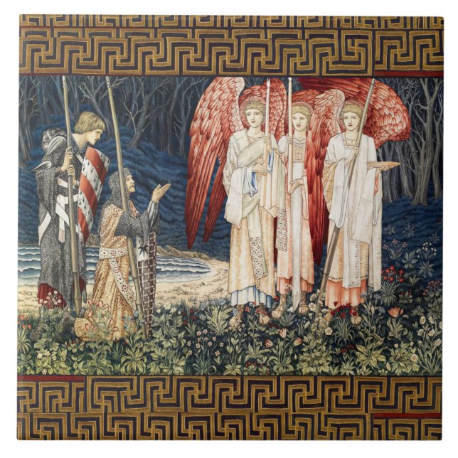 Söker efter Heliga Grail,Änglar till Perceval Kakelplatta (Framsidan)