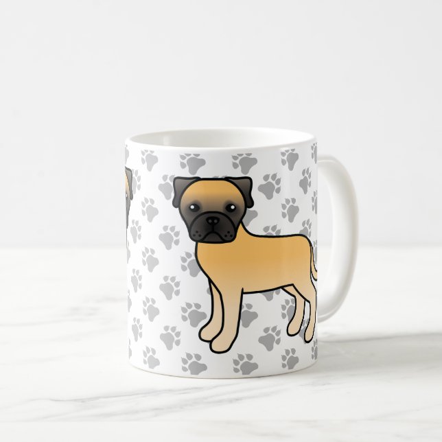 Sökkör Bullmastiff Söt Tecknad Hund Kaffemugg (Framsida höger)