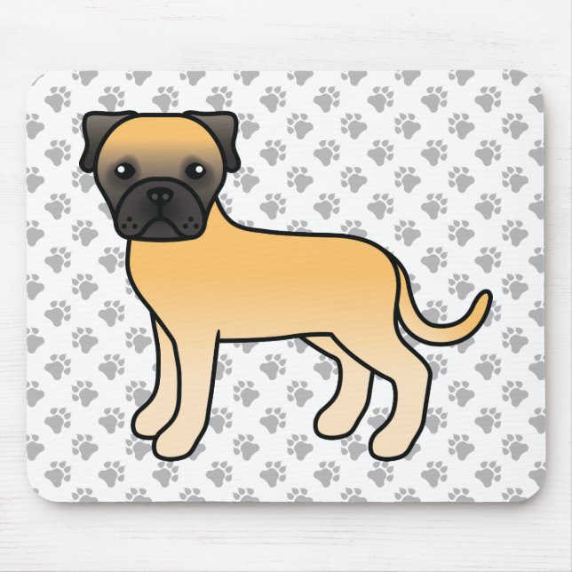 Sökkör Bullmastiff Söt Tecknad Hund Musmatta (Framsidan)