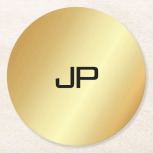 Sökmall för Monogram Elegant Modern Guld Underlägg Papper Rund