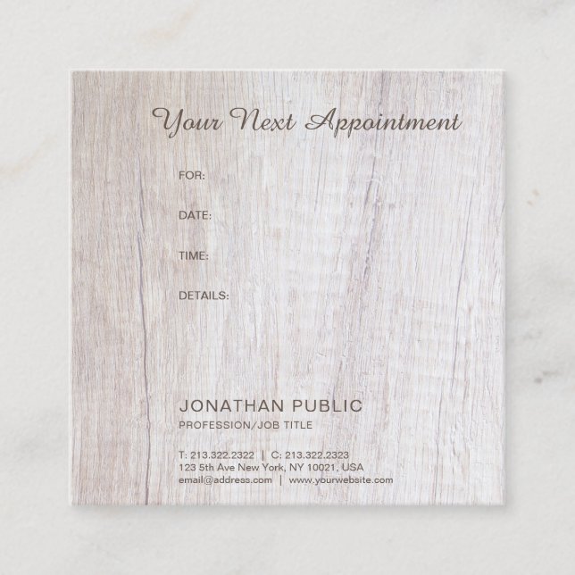 Sökmall för Möte påminnelse Elegant Wood Tidsbeställning Kort (Framsida)