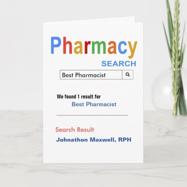 Sökning efter finare och cute Best Pharmacy Search Tack Kort (Framsida)