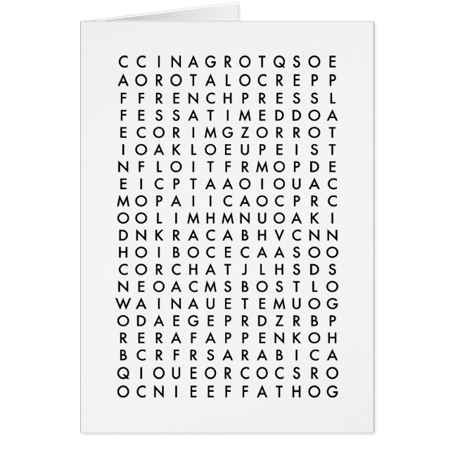 sökpussel för kaffe ord OBS kort (Framsidan)