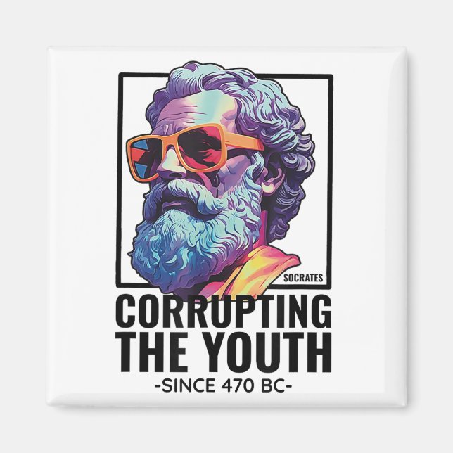 Sokrates Corrupting Youth Philosopher Funny Grek Magnet (Framsidan)