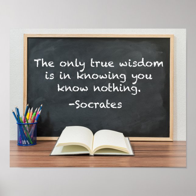 Sokrates on True Wisdom Philosophy Quote Poster (Framsidan)