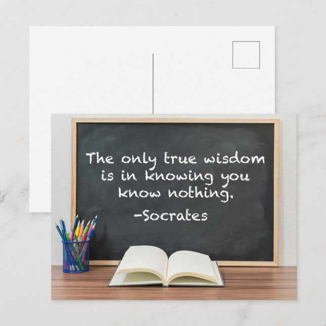 Sokrates on True Wisdom Philosophy Quote Vykort (Fram/baksida)