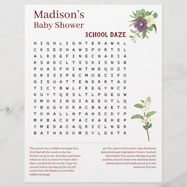 Sökspel för babyvisningsprogrammet Ord 🍼 Roligt o (Baksida)