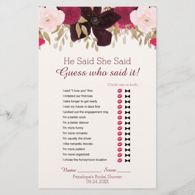 Sökspel för bohemisk Blommigt Bröllop Ord (Framsida)