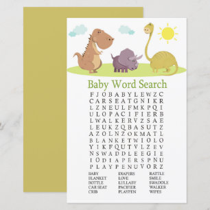 Sökspel för Dinosaur Baby Shower Ord