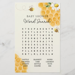 Sökspel för Humla Baby Shower Ord