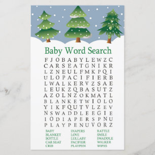 Sökspel för Julgran Baby Shower Ord