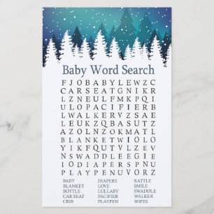 Sökspel för Winter Forest Baby Shower Ord