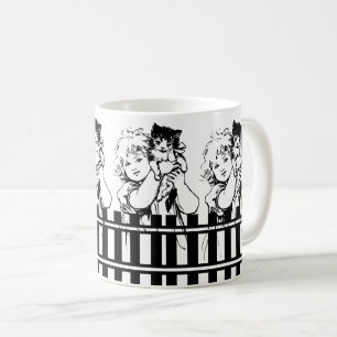 Sökt Cute Little Girl and Cute Little Cat Kaffemugg