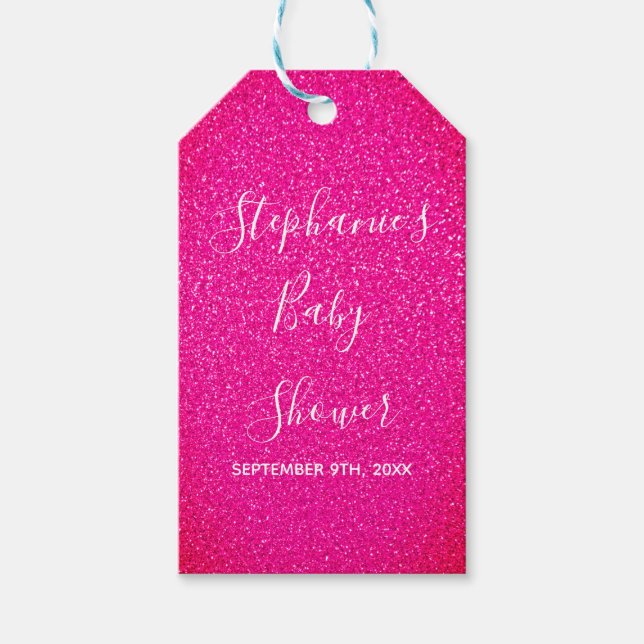 Sökt namn för babyvisningsprogrammet Rosa Glitter  Presentetikett (Framsidan)