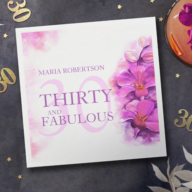 Sökt namn på vattenfärgsblomma, orchid Blad 30års  Pappersservett (Skapare uppladdad)