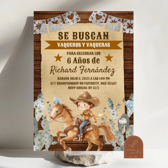 Söktes Wanted Mexikansk Cowboy Födelsedag Inbjudningar (Skapare uppladdad)