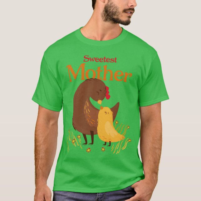 Söktest Mor Hen och Chick-familjen T Shirt (Framsida)