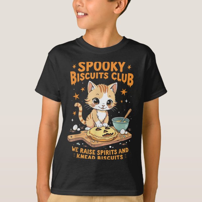 Soky Biscuits Klubb Cat Funny Halloween Baking T Shirt (Framsida)