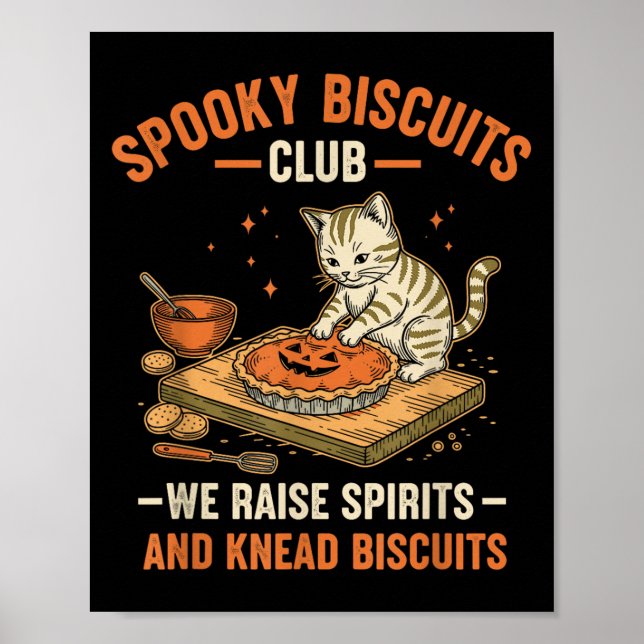 Soky Biscuits Klubb Funny Halloween Cat Baking Poster (Framsidan)