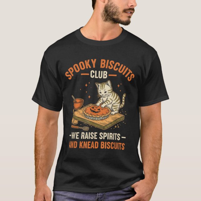 Soky Biscuits Klubb Funny Halloween Cat Baking T Shirt (Framsida)