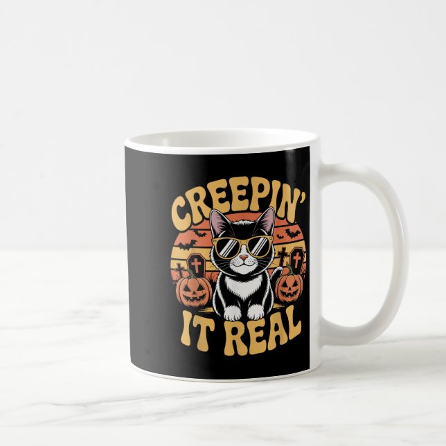 Soky Cute Creen'it Real funny Cat Halloween Pun G Kaffemugg (Höger)