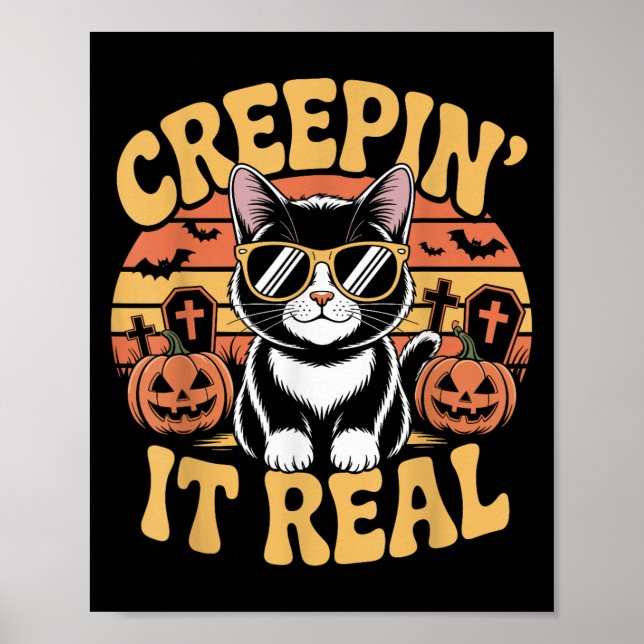 Soky Cute Creen'it Real funny Cat Halloween Pun G Poster (Framsidan)