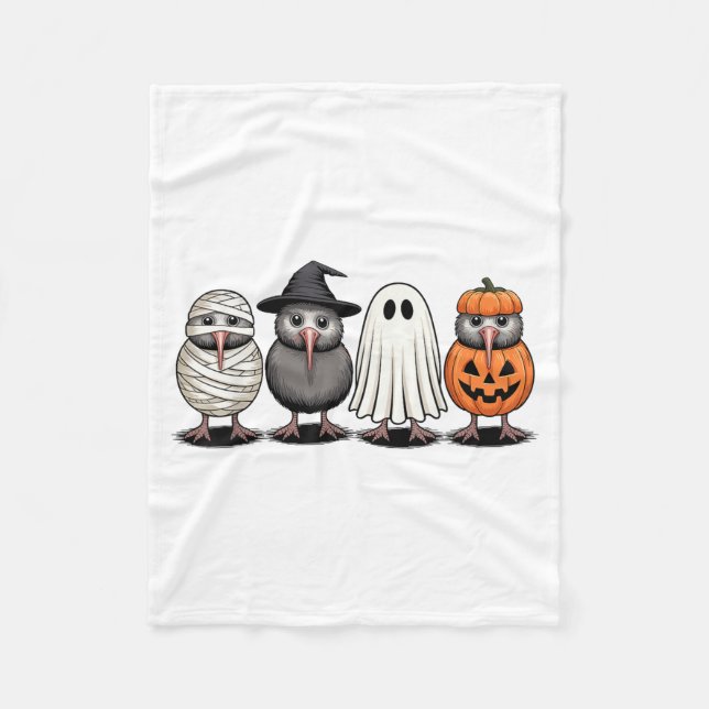 Soky Ghost Kiwi Bird Pumpkin Halloween Skeleton  Fleecefilt (Framsidan)