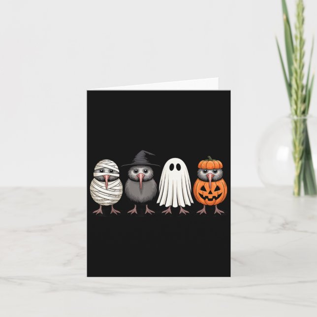 Soky Ghost Kiwi Bird Pumpkin Halloween Skeleton  Kort (Framsida)