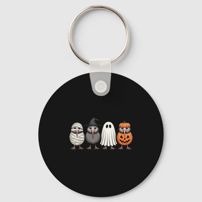 Soky Ghost Kiwi Bird Pumpkin Halloween Skeleton  Nyckelring (Framsida)