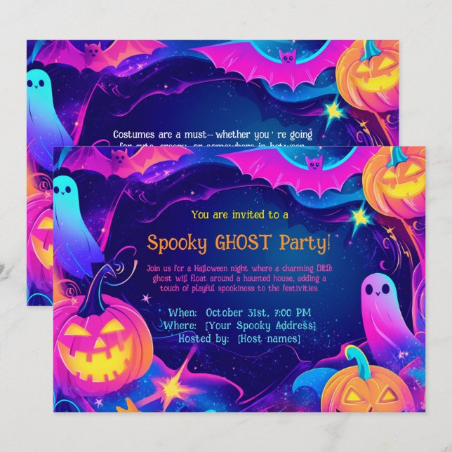 Soky Ghost Party-inbjudan Inbjudningar (Fram/baksida)