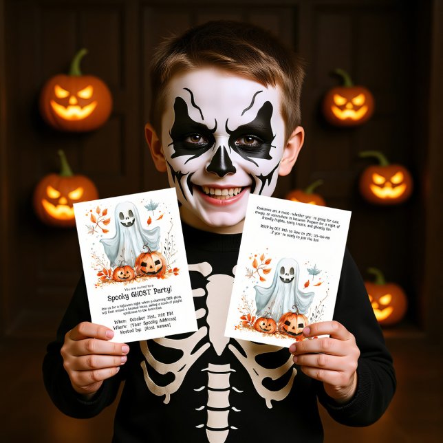 Soky Ghost Party-inbjudan Inbjudningar (Double sided Spooky Ghost Party Invitation)