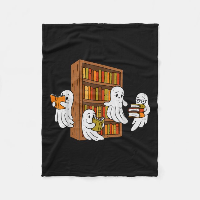 Soky Ghost Reading Bokar Halloween Bibliotek Bookw Fleecefilt (Framsidan)