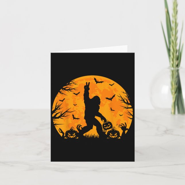 Soky Halloween Bigfoot Pumpkin Rolig Halloween Sas Kort (Framsida)