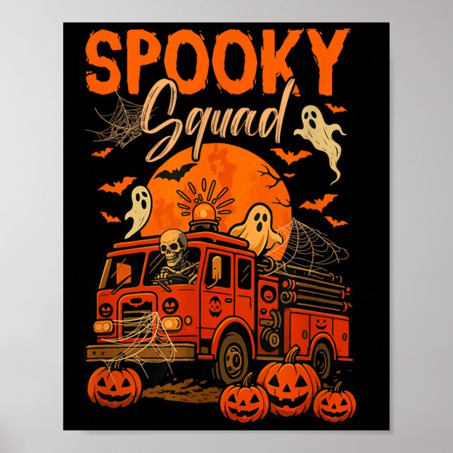 Soky Halloween Squad Skeleton Driving Firelångtrad Poster (Framsidan)