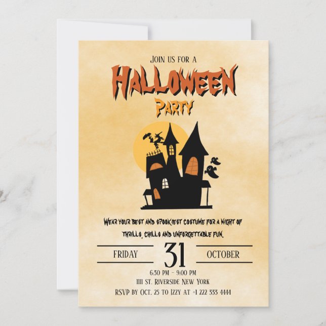 Soky Happy halloween Costume Party bjudan 2 Inbjudningar (Framsida)