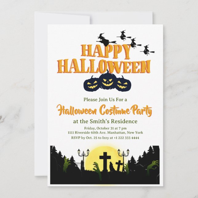 Soky Happy halloween Costume Party-inbjudan 1 Inbjudningar (Framsida)